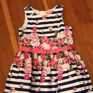Isaak Mizrahi Girls Size 7 Sleeveless Striped Dress with Flowers